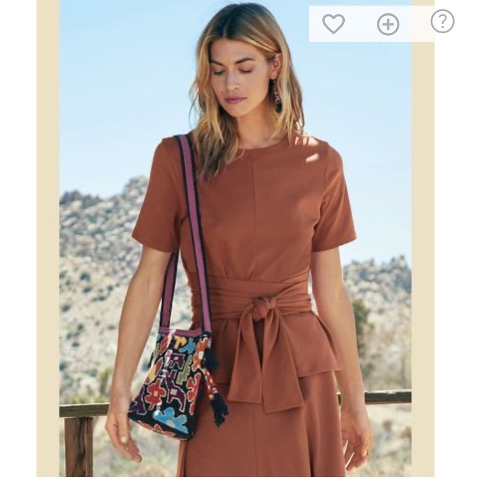 Peruvian Connection Sash Wrap Tee in Chutney XS NWT
